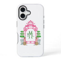 Persoonlijke Pagode Monogram iPhone 16 stevige hoe