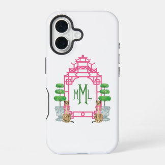 Persoonlijke Pagode Monogram iPhone 16 stevige hoe Hoesje