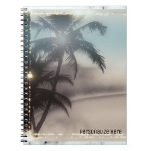 Persoonlijke palmbomen tropisch strand notitieboek