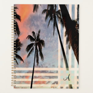 Persoonlijke palmboom zonsondergang planner