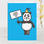 Persoonlijke Panda Feest Vaderdag Kaart (Gele Bloem)
