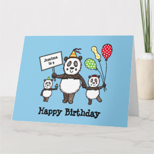 Persoonlijke Panda Feestje Kinderverjaardag Kaart