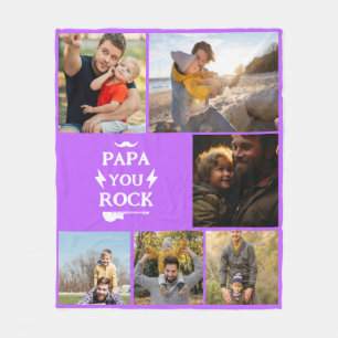 Persoonlijke papa 6 foto collage cadeau kinderen fleece deken