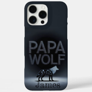 Persoonlijke Papa Wolf Natuur Silhouet iPhone 16 Pro Max Hoesje