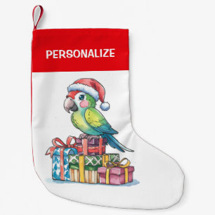 Persoonlijke papegaai met een kerstmuts Kerstmis Kleine Kerstsok