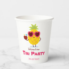 Persoonlijke papieren bekers Ananas Tiki Feest Lua