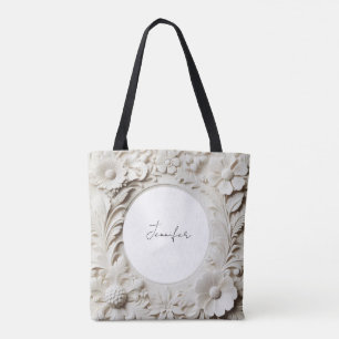 persoonlijke papieren bloemen frame tote tas