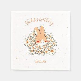 Persoonlijke papieren servet verjaardag Konijn