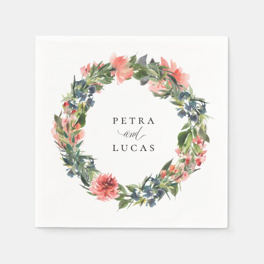 Persoonlijke papieren servetten met Navy Coral Bot (Voorkant)