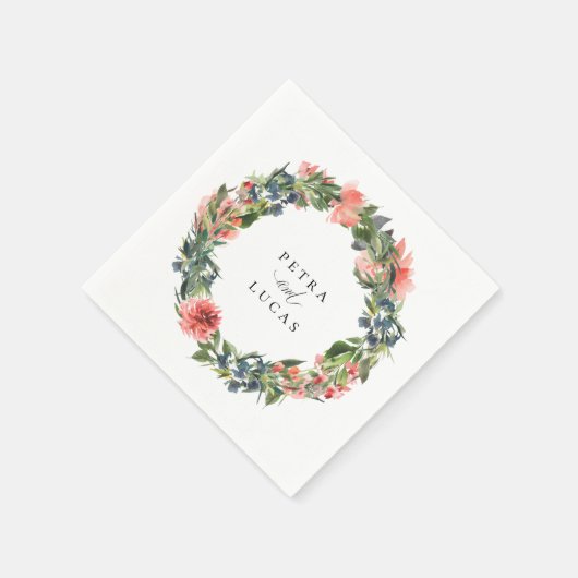 Persoonlijke papieren servetten met Navy Coral Bot (Hoek)