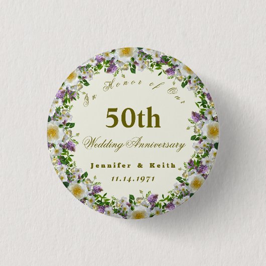 Persoonlijke paren 50th Wedding Jubileum Ronde Button 3,2 Cm (Voorkant)