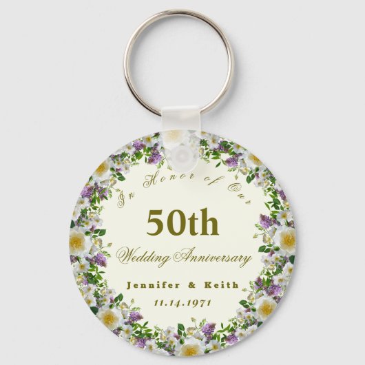 Persoonlijke paren 50th Wedding Jubileum Sleutelhanger (Voorkant)