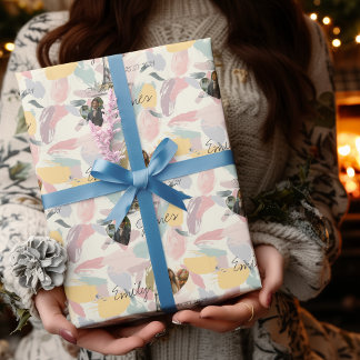 Persoonlijke Parijse Romantiek met foto's & namen Cadeaupapier