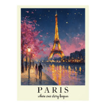 Persoonlijke Paris Nacht Muur Kunst Poster 