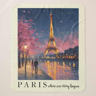 Persoonlijke Paris Night Muur Kunst Poster Sherpa Deken