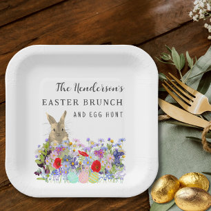 Persoonlijke Pasen Eiersoeken Brunch Konijn Bloeme Papieren Bordje