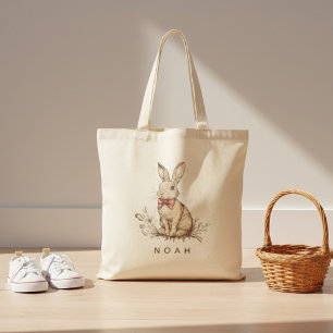 Persoonlijke Pasen Konijn Boodschappentas met Naam Tote Bag