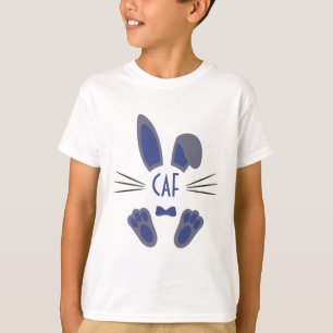 Persoonlijke Pasen Konijn met Initialen in Blauw T-shirt