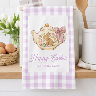 Persoonlijke Pasen Konijn Theekan Gingham Familie Theedoek