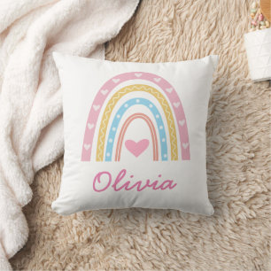 Persoonlijke Pastel boho regenboog Naam Babykamer  Kussen