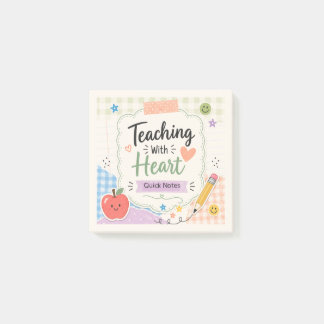 Persoonlijke Pastel Gingham Lesgeven Met Hart Post-it® Notes