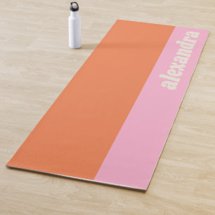 Persoonlijke pastel kleurblok roze en oranje yogamat