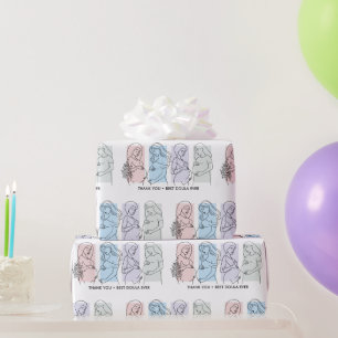 Persoonlijke Pastel Lijnkunst DOULA Zelfzorg Cadeaupapier