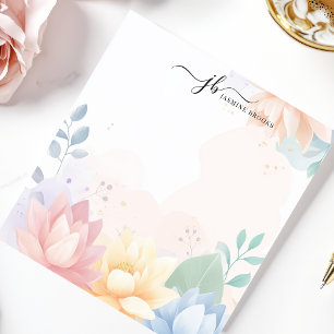 Persoonlijke Pastel Lotus Waterverf Bloemen Notitieblok