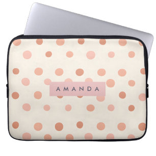 Persoonlijke Pastel Perzik & Roze Stippen Laptop Sleeve