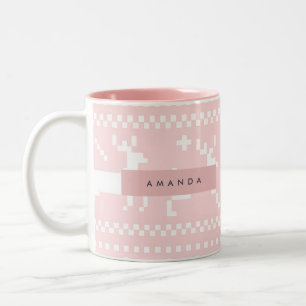 Persoonlijke Pastel Roze Noorse Rendieren Tweekleurige Koffiemok