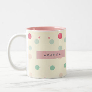Persoonlijke Pastel Stippenstijl Tweekleurige Koffiemok