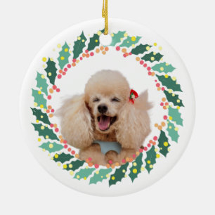 Persoonlijke Pastelblauwe Poodle Foto & Naam Keramisch Ornament