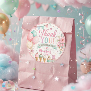 Persoonlijke Pastelkleurige Ijsje Verjaardag Bedan Ronde Sticker