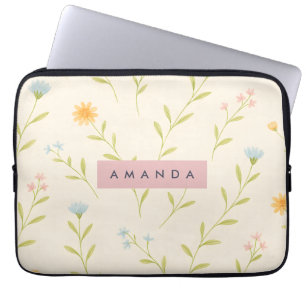 Persoonlijke Pastelkleurige Weide Wilde Bloem Laptop Sleeve