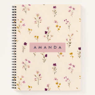 Persoonlijke Pastelkleurige Weidebloemen Notitieboek