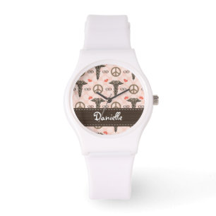 Persoonlijke Peace Love Pharmacy Horloge