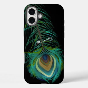 Persoonlijke peacock-veren iPhone 16 plus hoesje