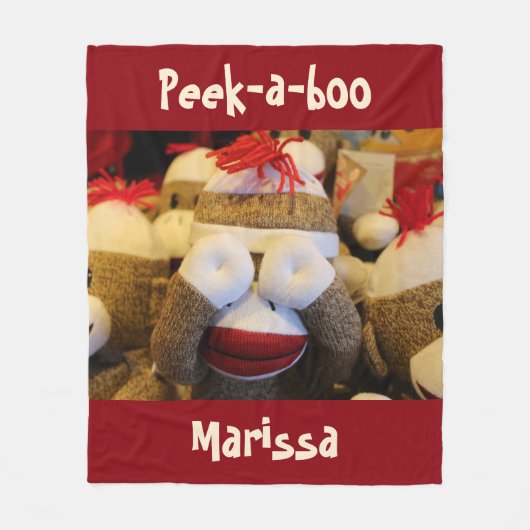 Persoonlijke peek-a-boo Sock-aap Fleece Deken (Voorkant)