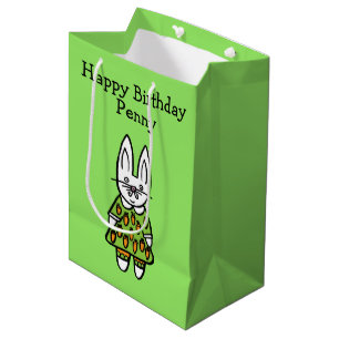 Persoonlijke Penny het Konijn Gefeliciteerd Medium Cadeauzakje
