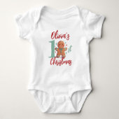 Persoonlijke peperkoek baby's eerste kerst romper (Voorkant)