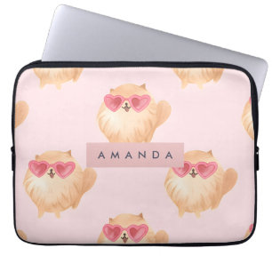Persoonlijke Perzische Kat met Hart Zonnebril Laptop Sleeve
