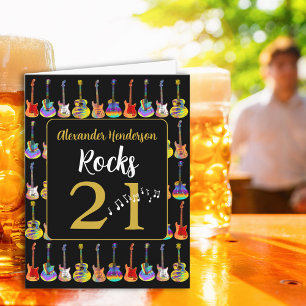 Persoonlijke pGuitar 21e Verjaardag Zwart Goud Kaart