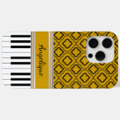 Persoonlijke Piano Keys Black Quatrefoil op Gold Case-Mate iPhone Case (Achterkant (horizontaal))