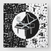 Persoonlijke pianoloverkunst vierkante klok (Voorkant)