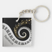 Persoonlijke pianosleutels en gouden Muzieknoten Sleutelhanger (Achterkant)