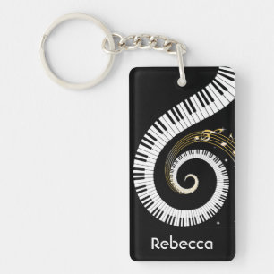 Persoonlijke pianosleutels en gouden Muzieknoten Sleutelhanger