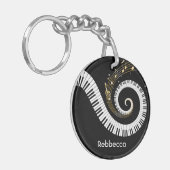 Persoonlijke pianosleutels en gouden Muzieknoten Sleutelhanger (Voorkant Links)