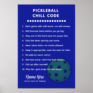 Persoonlijke Pickleball Regels CHILL CODE Poster