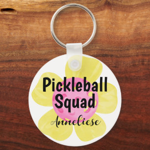 Persoonlijke Pickleball Team Bloem Cadeau Sleutelhanger