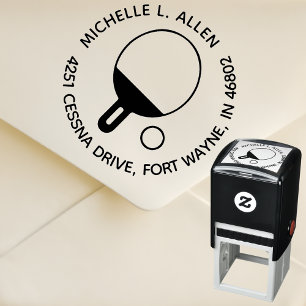 Persoonlijke Pingpong Ronde Retour Adreskaart Zelfinktende Stempel